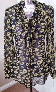 2 for $25New York & Co Black/Mustard Yellow Blouse